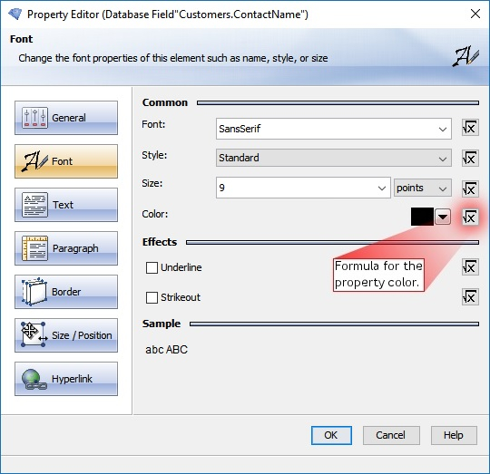 Property Editor - Font Properties