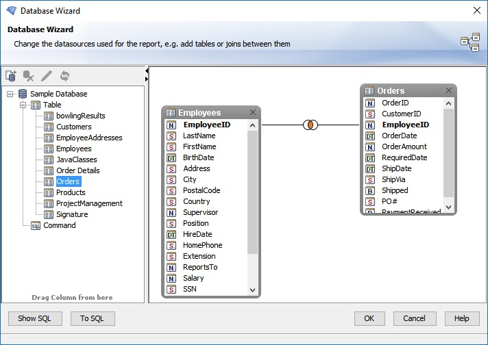Report Wizard - Join Tables